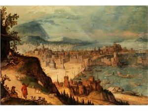 Idealansicht Einer Antiken Hafenstadt