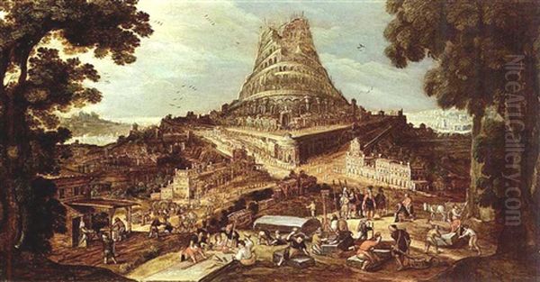 The Building Of The Tower Of Babel by Hendrick van Cleve III