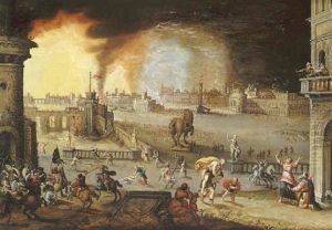 Enee Et Anchise Fuyant La Ville De Troie