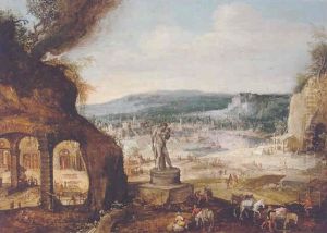 Landscape With A Statue Of Saturn Outside A Forge, A City And Port Beyond Landscape With A Statue Of Saturn Outside A Forge, A City And Port Beyond