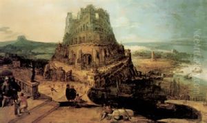 The Building Of The Tower Of Babel by Hendrick van Cleve III
