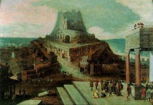 La Construction De La Tour De Babel by Hendrick van Cleve III