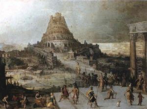 Nimrod Ordering The Construction Of The Tower Of Babel by Hendrick van Cleve III