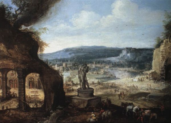 Landscape With A Statue Of Saturn Outside A Forge - view 1