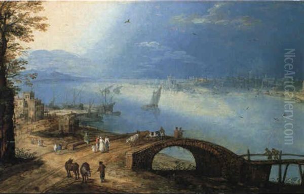 Capriccio With Peasants And Cattle On A Bridge By A Harbour - view 1