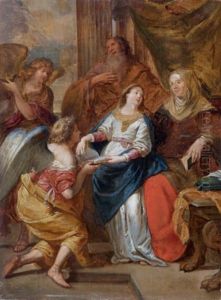 L'education De La Vierge by Jan Van Cleve III