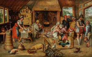 A Visit To The Wet Nurse by Marten van Cleve the Elder