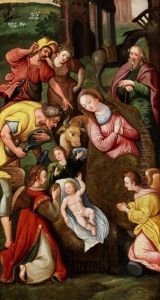 Anbetung Des Kindes In Bethlehem by Marten van Cleve the Elder