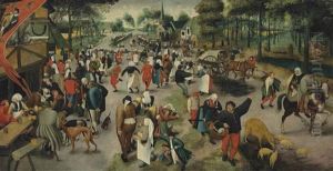 Saint George's Day: A Village Kermesse With Figures Dancing And Merrymaking, Others Drinking Before An Inn At The Sign Of The Horn