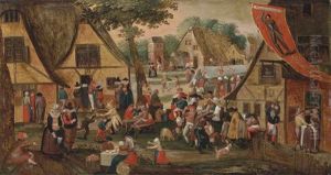 A Village Kermesse by Marten van Cleve the Elder
