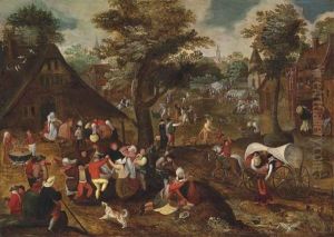 A Village Kermesse by Marten van Cleve the Elder