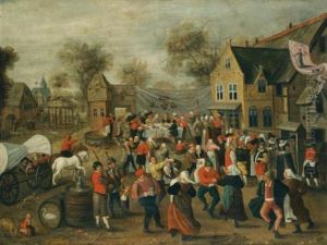 A Village Wedding Feast by Marten van Cleve the Elder