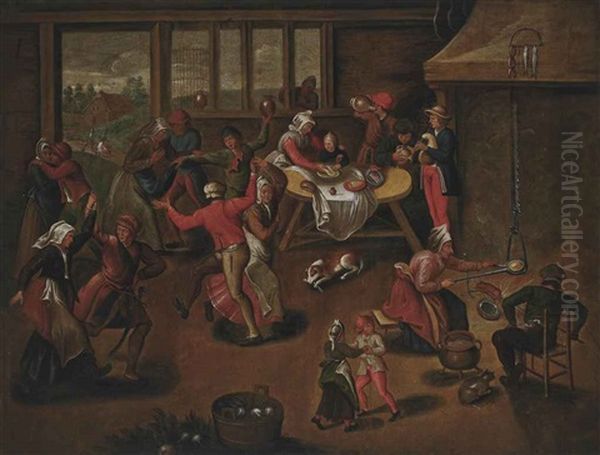 Peasants Feasting In An Interior - view 1