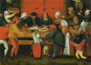 The Bestowing Of Gifts On The Newly Wedded Couple by Marten van Cleve the Elder