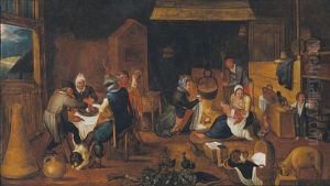 La Visite A La Nourrice by Marten van Cleve the Elder