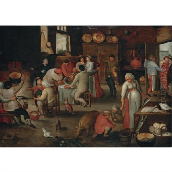 A Domestic Interior With Mary And Joseph Refused Entry At The Door - view 1