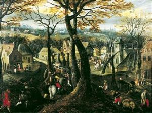 Allegorie Des Mois De Decembre Et Janvier by Marten van Cleve the Elder