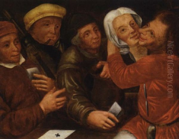 Peasants Playing Cards And Cavorting - view 1
