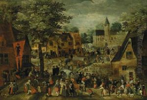 A Village Kermesse by Marten van Cleve the Elder