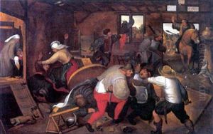 Rixe De Paysans by Marten van Cleve the Elder