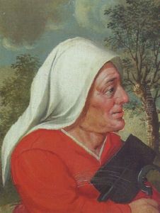 A Peasant Woman With A Sickle And Spade by Marten van Cleve the Elder