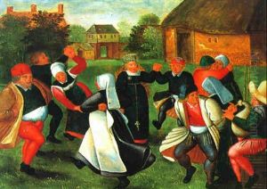 Hochzeitstanz In Einem Flamischen Dorf by Marten van Cleve the Elder