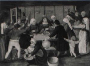 Guests Presenting Gifts To The Bride by Marten van Cleve the Elder