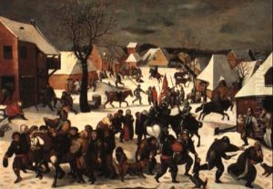 A Winter Landscape With The Massacre Of The Innocents by Marten van Cleve the Elder
