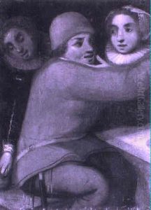Boor Embracing A Woman As A Procuress Steals Money