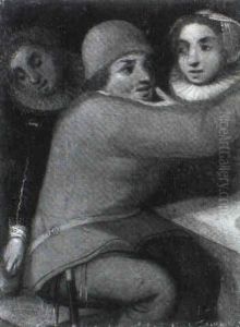 Boor Embracing A Woman As A Procuress Steals Money From Him