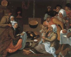 Vornehmer Besuch Bei Den Bauern by Marten van Cleve the Younger