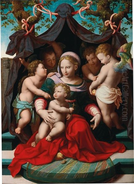 A Madonna And Child With The Infant Saint John The Baptist by Cornelis van Cleve