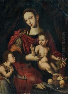 La Vierge A L'enfant Et Saint Jean-baptiste Avec Du Raisin