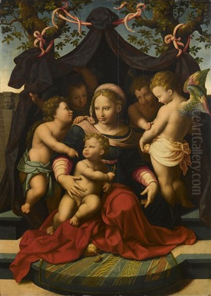 Madonna Mit Kind, Dem Heiligen Johannes Und Putten - view 1