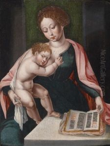 Madonna, Das Kind Haltend, Mit Einem Geoffneten Buch by Cornelis van Cleve