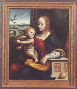 Vierge A L'enfant Sur Fond De Paysage Dite La Madone Aux Cerises