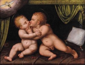 Das Christuskind Und Der Kleine Johannes Sich Umarmend