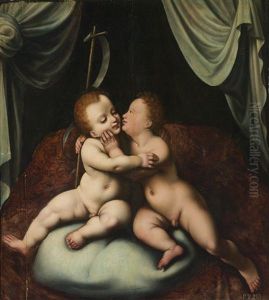 The Christ Child And The Infant Baptist by Joos Van Cleve