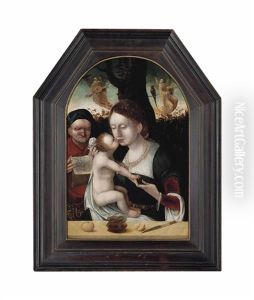 The Holy Family With Music-making Angels by Joos Van Cleve