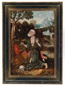 Landschaft Mit Dem Busenden Heiligen Hieronymus by Joos Van Cleve