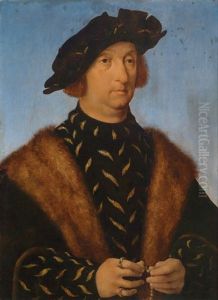 Bildnis Eines Mannes, Der Einen Rosenkranz In Handen Halt by Joos Van Cleve