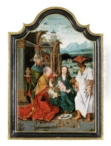 Die Anbetung Der Konige (bzw. Der Drei Weisen Aus Dem Morgenland) by Joos Van Cleve