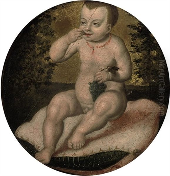 The Infant Christ, Seated On A Red Velvet Cushion, Eating Grapes - view 1