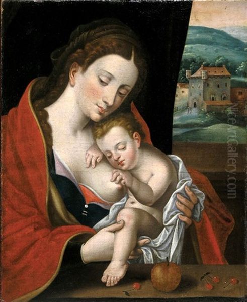 Madonna And Child With Apple And Cherries - view 1