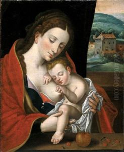 Madonna And Child With Apple And Cherries by Joos Van Cleve