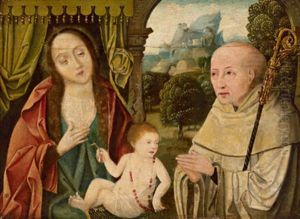 Maria Mit Dem Kind Und Einem Heiligen Abt by Joos Van Cleve