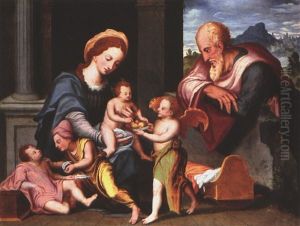 Maria Mit Dem Kind, Johannes Und Dem Heiligen Simon by Joos Van Cleve