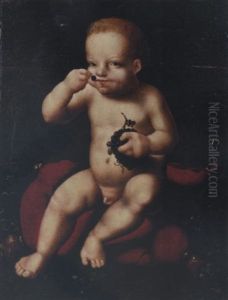 The Infant Christ, Seated On A Red Velvet Cushion, Eating Grapes The Infant Christ, Seated On A Red Velvet Cushion, Eating Grapes