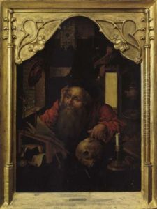 Der Heilige Hieronymus In Seinem Studierzimmer by Joos Van Cleve