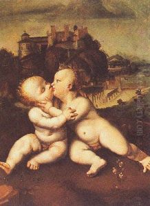 Christ And Saint John Kissing In An Italianate Landscape